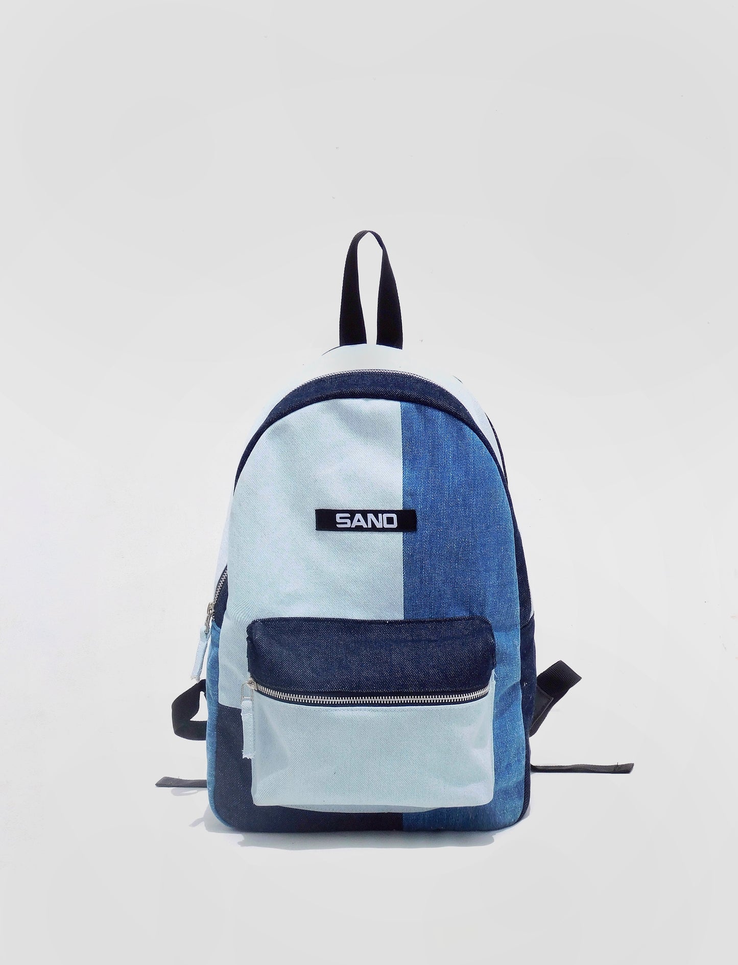 Mochila escolar patchwork denim